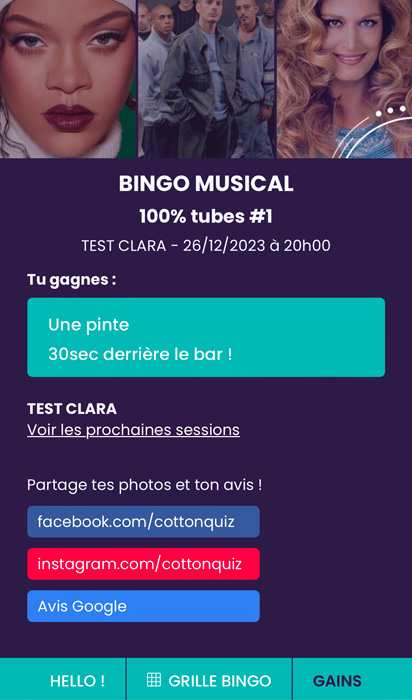 Démo du jeu Bingo Musical (version numérique).
