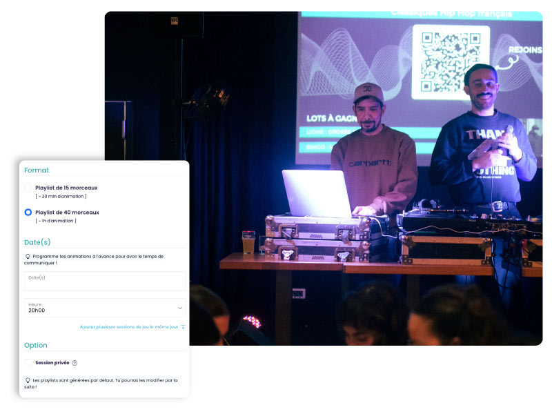 Une plateforme en ligne pour créer vos événements et vos animations en quelques clics.